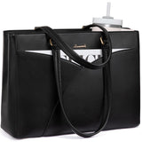 LOVEVOOK Laptop Bag for Women,15.6 Inch Work Teacher Bags Leather Tote Bag Briefcase Waterproof Computer Bag for Women，Black