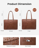 LOVEVOOK Laptop Bag for Women,15.6 Inch Work Teacher Bags Leather Tote Bag Briefcase Waterproof Computer Bag for Women，Brown