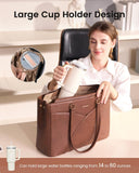 LOVEVOOK Laptop Bag for Women,15.6 Inch Work Teacher Bags Leather Tote Bag Briefcase Waterproof Computer Bag for Women，Brown