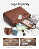 LOVEVOOK Laptop Bag for Women,15.6 Inch Work Teacher Bags Leather Tote Bag Briefcase Waterproof Computer Bag for Women，Brown