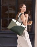 LOVEVOOK Laptop Bag for Women,15.6 Inch Work Teacher Bags Leather Tote Bag Briefcase Waterproof Computer Bag for Women，White and Green