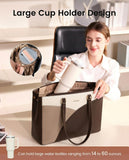 LOVEVOOK Laptop Bag for Women,15.6 Inch Work Teacher Bags Leather Tote Bag for Women Briefcase for Women Waterproof Computer Bag for Women，White Chestnut Curry