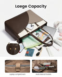 LOVEVOOK Laptop Bag for Women,15.6 Inch Work Teacher Bags Leather Tote Bag for Women Briefcase for Women Waterproof Computer Bag for Women，White Chestnut Curry