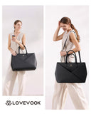 LOVEVOOK Laptop Tote Bag for Women with Large Cup Holder, 15.6 Inch PU Leather Work Bag Teacher Tote Bag, Waterproof Computer Bags Business Office Briefcase Handbag