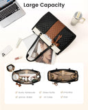 LOVEVOOK Laptop Tote Bag for Women,15.6 Inch Work Bags PU Leather Teacher Tote Bag,Waterproof Quilted Computer Bag for Office Professional Briefcase Gifts