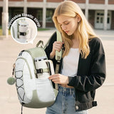 LOVEVOOK Mens Backpack with Giant Tumbler Holder Pocket,15.6 Inch Everyday Laptop Backpack Commuter Travel Work Computer Bag for Women,Casual Hiking College Teacher Back Pack Daypack,White-Bean Green