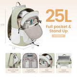 LOVEVOOK Mens Backpack with Giant Tumbler Holder Pocket,15.6 Inch Everyday Laptop Backpack Commuter Travel Work Computer Bag for Women,Casual Hiking College Teacher Back Pack Daypack,White-Bean Green