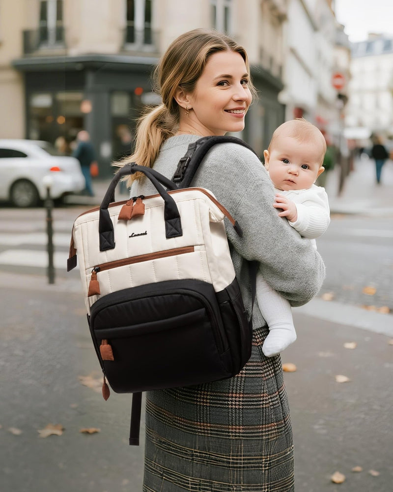 LOVEVOOK Puffer Diaper Backpack, Lightweight Baby Bag with Changing Pad, Diaper Bag for Mom Dad with Stroller Buckles