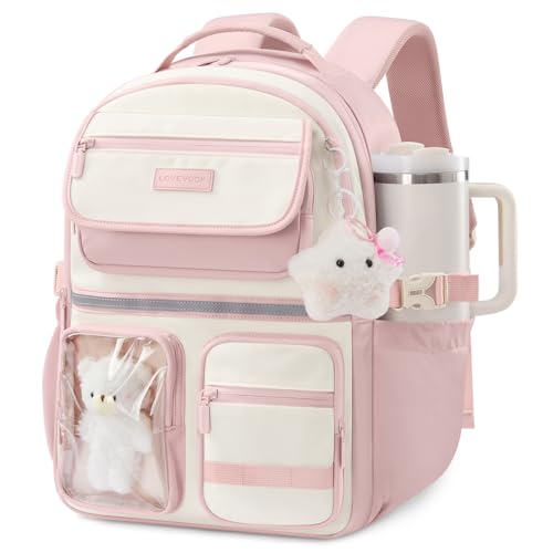 LOVEVOOK School Backpack for Girls, Cute Bookbag for Teen 8-16, DIY Friendly 15.6" Laptop Backpack for Middle High College Student | Backpacks4Less