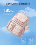 LOVEVOOK School Backpack for Girls, Cute Bookbag for Teen 8-16, DIY Friendly 15.6" Laptop Backpack for Middle High College Student Back to School, Bag with Water Bottle Pocket for Travel, Pink