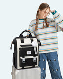 LOVEVOOK School Backpack for Student,15.6 Inch College Backpack, Light Weight Cute Bookbag for Girls, Waterproof Casual Daypack Laptop Backpack fits School Travel Casual（Black&Beige）