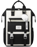 LOVEVOOK School Backpack for Student,15.6 Inch College Backpack, Light Weight Cute Bookbag for Girls, Waterproof Casual Daypack Laptop Backpack fits School Travel Casual（Black&Beige）