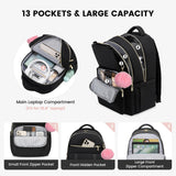 LOVEVOOK School Backpack for Teen Girls, Student Backpack Purse for 14 - 16 Teenage, Cute Kid Bookbag, Back to School Backpacks Fit 15.6 Inch Laptop, Large College Travel Bag, Black