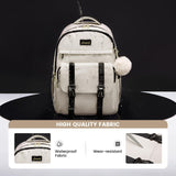 LOVEVOOK School Backpack for Teen Girls, Student Backpack Purse for 14 - 16 Teenage, Cute Kid Bookbag, Back to School Backpacks Fit 15.6 Inch Laptop, Large College Travel Bag, Beige - Black