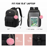 LOVEVOOK School Backpack for Teen Girls, Student Backpack Purse for 14 - 16 Teenage, Cute Kid Bookbag, Back to School Backpacks Fit 15.6 Inch Laptop, Large College Travel Bag, Black