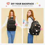 LOVEVOOK School Backpack for Teen Girls, Student Backpack Purse for 14 - 16 Teenage, Cute Kid Bookbag, Back to School Backpacks Fit 15.6 Inch Laptop, Large College Travel Bag, Black
