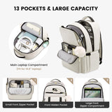 LOVEVOOK School Backpack for Teen Girls, Student Backpack Purse for 14 - 16 Teenage, Cute Kid Bookbag, Back to School Backpacks Fit 15.6 Inch Laptop, Large College Travel Bag, Beige - Black