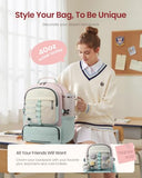 LOVEVOOK School Backpack for Teen Girls, Unique Style College Student Backpacks with Large Cup Holder, Cute Kid Bookbag with Pens Compartment, Large Capacity Back to School Backpack Fit 15.6'' Laptop
