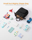 LOVEVOOK Small Diaper Bag Backpack, Mini Baby Bag for Girl Boy with Changing Pad, Diaper Backpack for Mom Dad with Stroller Buckles, Black
