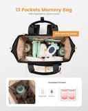 LOVEVOOK Small Diaper Bag Backpack, Mini Baby Bag for Girl Boy with Changing Pad, Diaper Backpack for Mom Dad with Stroller Buckles, Black