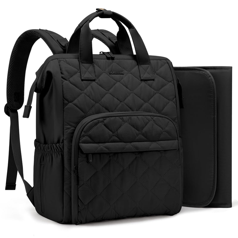LOVEVOOK Small Diaper Bag Backpack, Mini Baby Bag for Girl Boy with Changing Pad, Diaper Backpack for Mom Dad with Stroller Buckles, Black