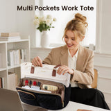 LOVEVOOK Teacher Tote Bag for Women Work, Laptop Bag with Large Cup Holder, Nurse Bag with Multi Pocket, Water - Resistant Business Travel Computer Briefcase Handbag Diaper Bag Mother Gift, 15.6 Inch