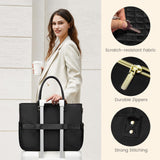 LOVEVOOK Teacher Tote Bag for Women Work, Laptop Bag Work Tote Bag Nurse Bags With Large Cup Holder, Professional Computer Briefcase Business Large Purses Handbag, Diaper Bag Mother Gift, Black