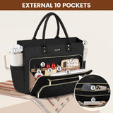 LOVEVOOK Teacher Tote Bag for Women Work, Laptop Bag Work Tote Bag Nurse Bags With Large Cup Holder, Professional Computer Briefcase Business Large Purses Handbag, Diaper Bag Mother Gift, Black