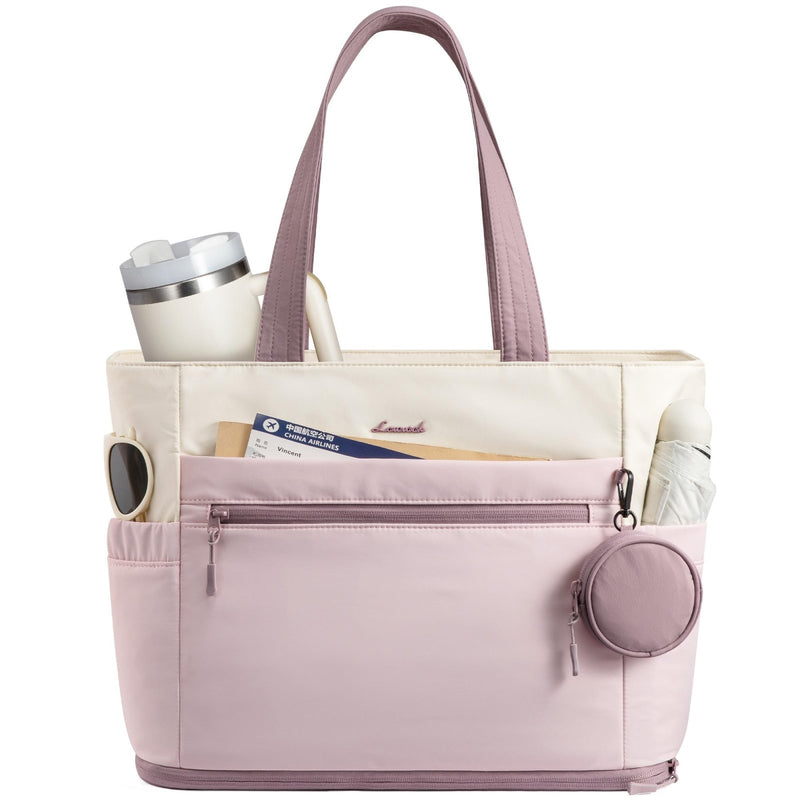 LOVEVOOK Tote Bag for Women, Expandable Laptop Work Bag 15.6 Inch, 33L Large Travel Handbag with 40oz Tumbler Holder, TSA, Aesthetic Nurse Work Bag