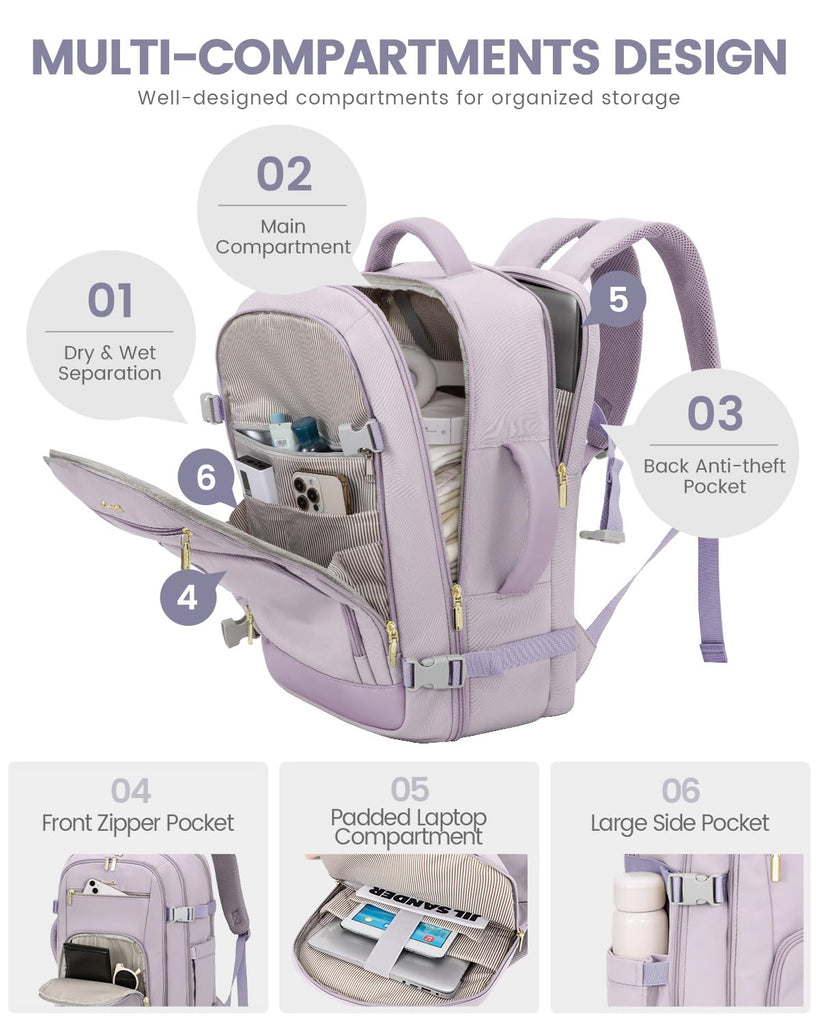 LOVEVOOK Travel Backpack For Women, 40L Carry On Backpack Flight… –