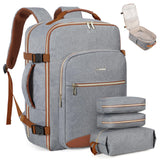 LOVEVOOK Travel Backpack for Women & Men 40L,Airline Approved Carry On Backpack Travel Essentials,TSA Carry on Luggage,Waterproof Personal Item Travel Bag,Suitcase with 3 Packing Cubes,Grey - Brown