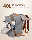 LOVEVOOK Travel Backpack for Women & Men 40L,Airline Approved Carry On Backpack Travel Essentials,TSA Carry on Luggage,Waterproof Personal Item Travel Bag,Suitcase with 3 Packing Cubes,Grey - Brown
