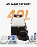 LOVEVOOK Travel Backpack for Women, TSA Carry On Backpack Flight Approved Luggage, 40L Water Resistant Personal Item Daypack Large Weekender Bag fit 17 inch Laptop with 3 Cubes, Beige - black - brown