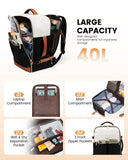 LOVEVOOK Travel Backpack for Women, TSA Carry On Backpack Flight Approved Luggage, 40L Water Resistant Personal Item Daypack Large Weekender Bag fit 17 inch Laptop with 3 Cubes, Beige - black - brown