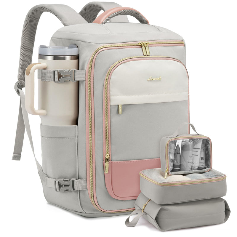 LOVEVOOK Travel Backpack for Women/Men, Personal Item Bag with 3 Packing Cubes Fits 17" Laptop, 50L Travel Backpack Carry on Flight Approved, Water - resistant Carry On Bag for Airplanes
