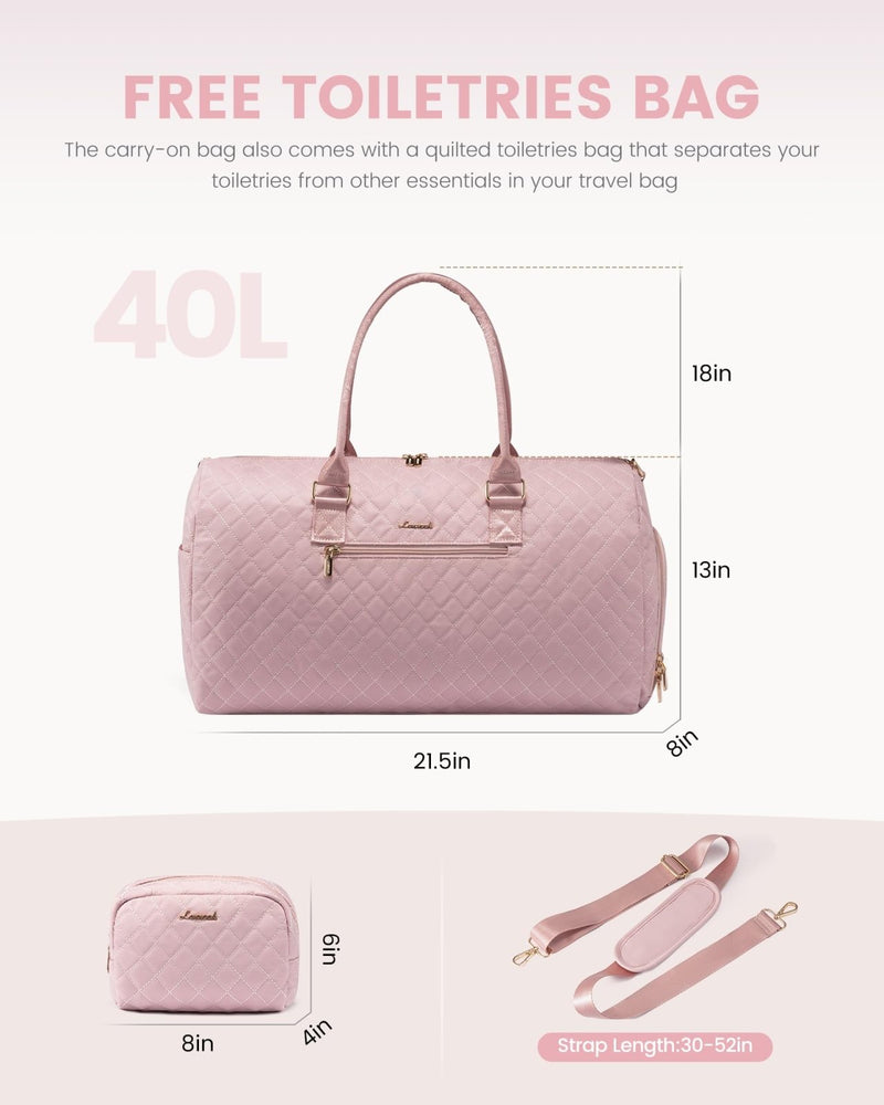 LOVEVOOK Travel Duffle Bag, Weekender Bag for Women with Toiletry Bag, Carry on Overnight Bag with Shoe Compartment, Gym Duffel Bag with Wet Pocket, Mommy Hospital Bags for Labor and Delivery