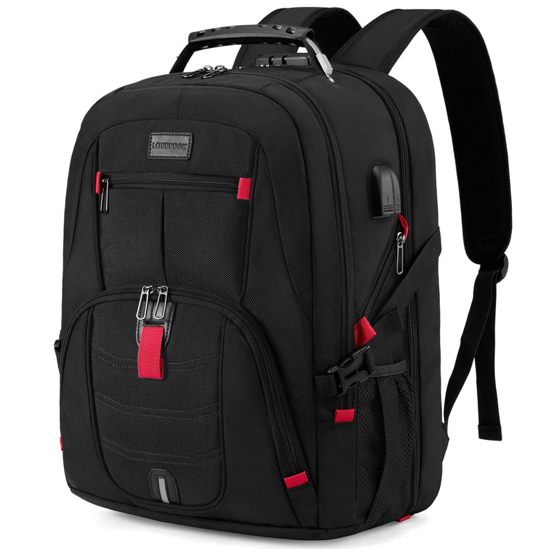 LOVEVOOK Travel Laptop Backpack Waterproof Anti Theft with Lock and USB Charging Port Large Computer Business Backpack for Men Women College (17 inch, Black)
