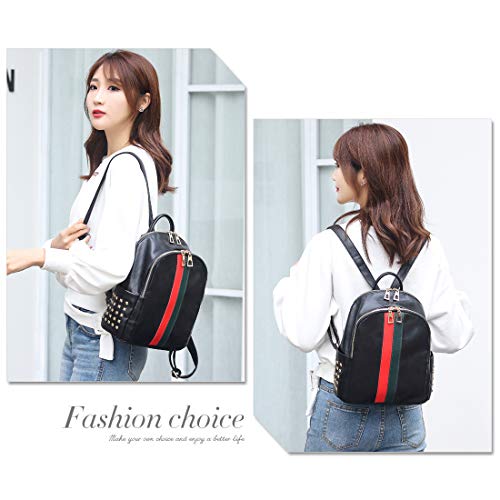 Lowille Backpack Purse For Women Mini PU Leather Rucksack Fashion Small Daypack Travel Shoulder Bag Tote Handbag (Small Black)