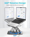 LOXP Adjustable Laptop Stand, Computer Stand with 360 Rotating Base, Ergonomic Laptop Riser Mount for Desk Foldable Protable Computer Desk Fits with MacBook Pro Air (10 - 16") - Black