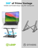 LOXP Adjustable Laptop Stand, Computer Stand with 360 Rotating Base, Ergonomic Laptop Riser Mount for Desk Foldable Protable Computer Desk Fits with MacBook Pro Air (10 - 16") - Black