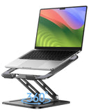 LOXP Adjustable Laptop Stand, Computer Stand with 360 Rotating Base, Ergonomic Laptop Riser Mount for Desk Foldable Protable Computer Desk Fits with MacBook Pro Air (10 - 16") - Black