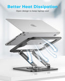 LOXP Adjustable Laptop Stand, Computer Stand with 360 Rotating Base, Ergonomic Laptop Riser Mount for Desk Foldable Protable Computer Desk Fits with MacBook Pro Air (10 - 16") - Black