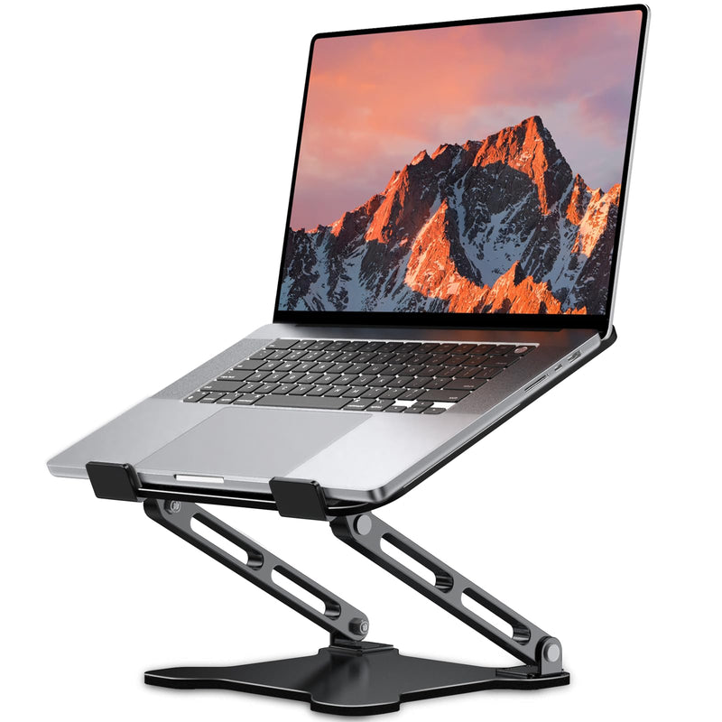 LOXP Adjustable Laptop Stand for Desk, Metal Foldable Laptop Riser, Ventilated Cooling Lectern, Ergonominc Computer Notebook Stand for Desk Compatible with 10 - 15.6“ Laptops