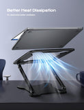 LOXP Adjustable Laptop Stand for Desk, Metal Foldable Laptop Riser, Ventilated Cooling Lectern, Ergonominc Computer Notebook Stand for Desk Compatible with 10 - 15.6“ Laptops