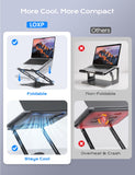 LOXP Adjustable Laptop Stand for Desk, Metal Foldable Laptop Riser, Ventilated Cooling Lectern, Ergonominc Computer Notebook Stand for Desk Compatible with 10 - 15.6“ Laptops