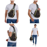 LQXNXHC Crossbody Sling Bag Cross Chest Bag Hi Bear Sit on the lawn Sling Backpack Casual Waist Fanny Pack for Travel