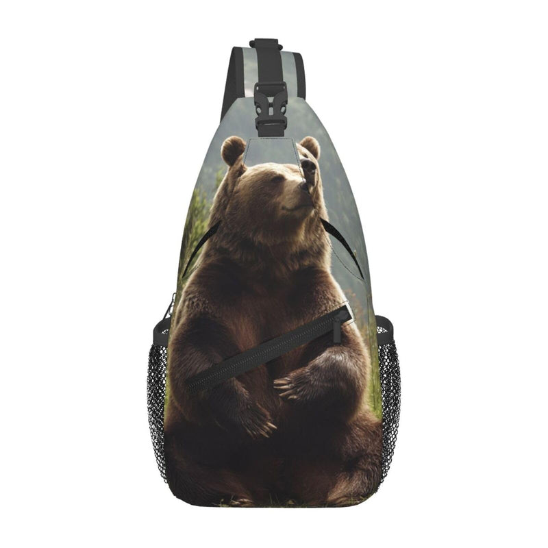 LQXNXHC Crossbody Sling Bag Cross Chest Bag Hi Bear Sit on the lawn Sling Backpack Casual Waist Fanny Pack for Travel