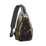 LQXNXHC Crossbody Sling Bag Cross Chest Bag Hi Bear Sit on the lawn Sling Backpack Casual Waist Fanny Pack for Travel