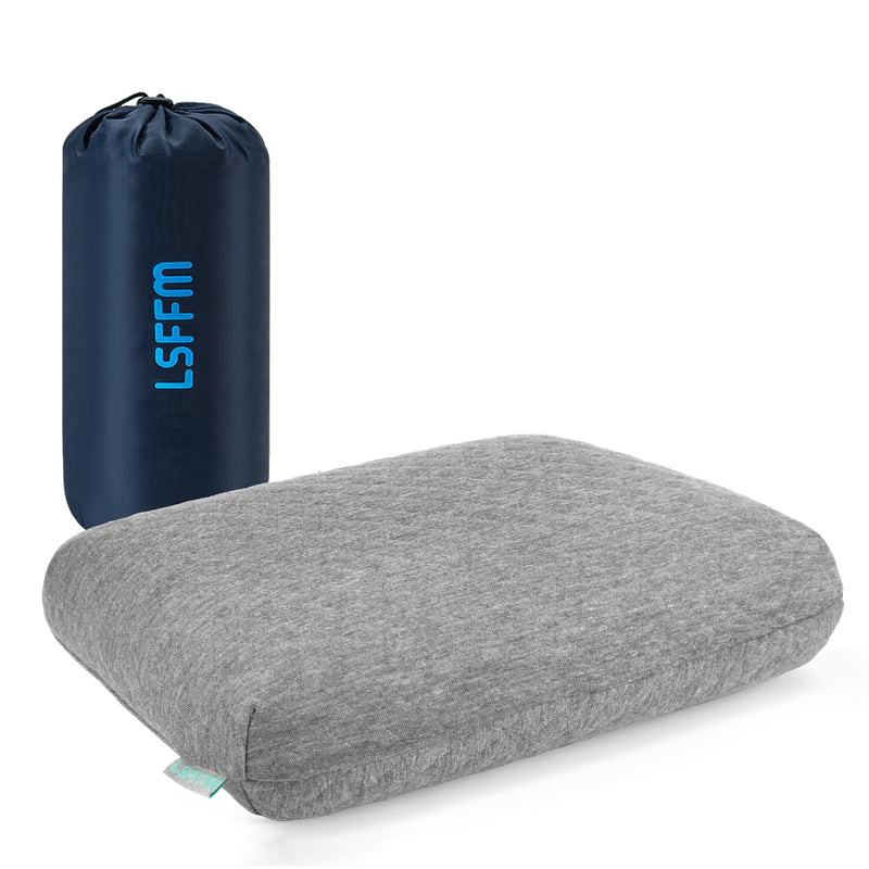 LSFFM Travel & Camping Memory Foam Pillow, Travel Essentials, Hammock Pillows with Double - Layered Pillow Cover, Easy to Clean, Compact Travel Pillows for Sleeping (Grey)