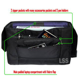 LSS 17 - 17.3" Laptop Padded Compartment Shoulder Messenger Bag with Colorful Black Gray Red Flower Leaves Carrying Case for 16" 17" 17.3" & Smaller Size Notebook